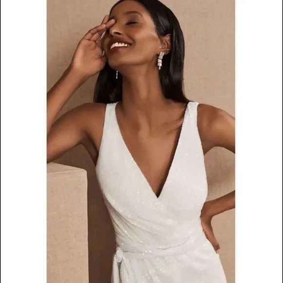 NWT Sachin and Babi Somers Sequin White Wedding Jumpsuit Wide Leg White Wedding - Picture 6 of 17